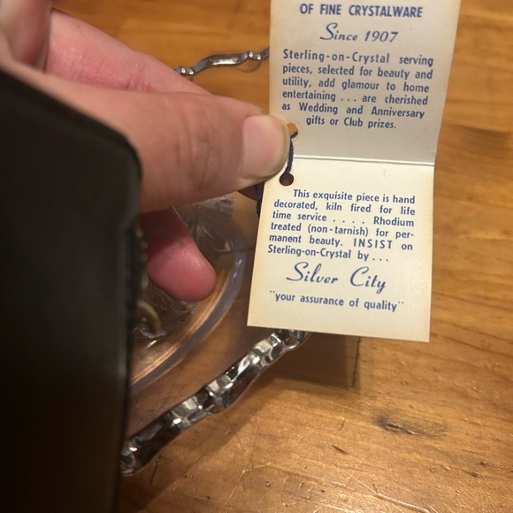 Sterling on Crystal serving piece - Picture 9 of 11